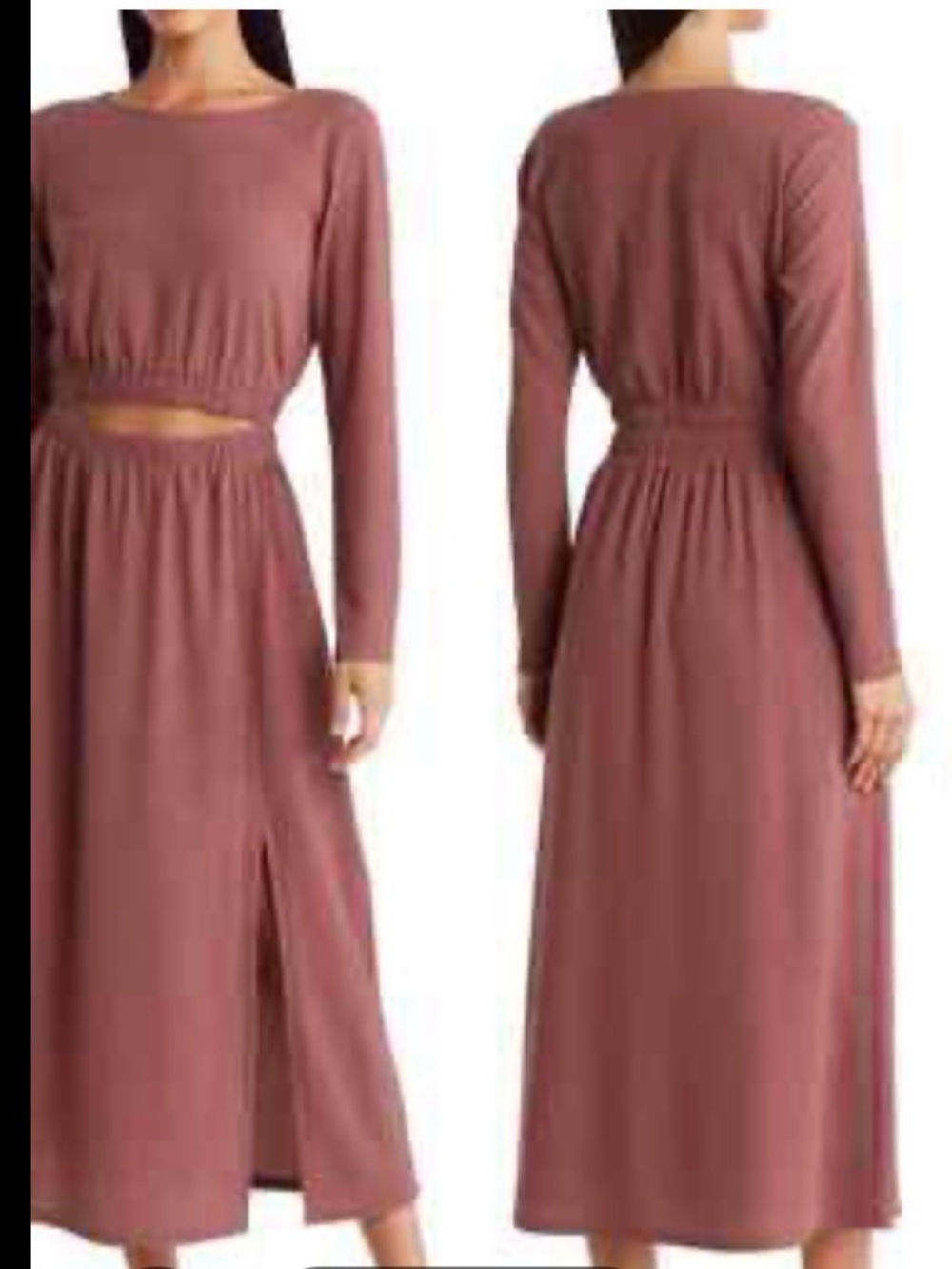 Lush Long Sleeve Maxi Dress in Dusty Mauve